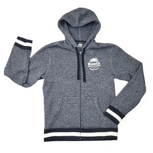 Roots Canada Heather Grey Full Zip Ringer Hoodie Men's size Small Lounge Comfort